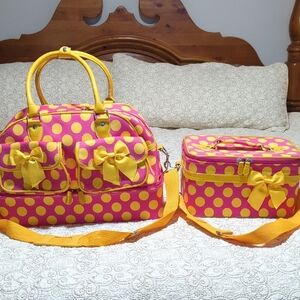 Vibrant Pink and Yellow Travel Bags with Structured Design